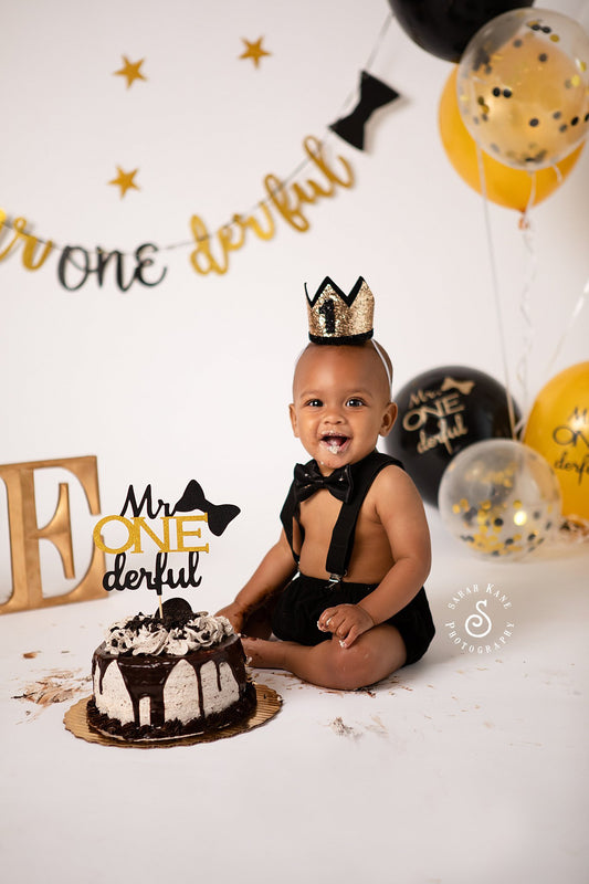 Black & Gold Smash the Cake Outfit - beecutebaby