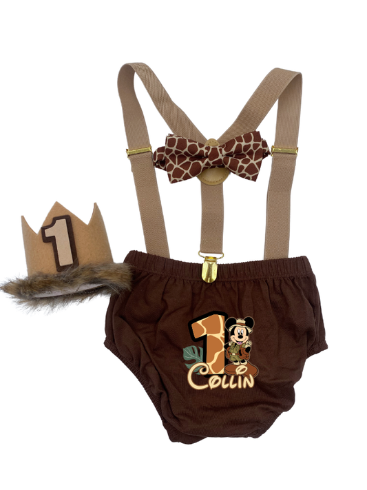 Mickey Mouse Safari Cake Smash Outfit - beecutebaby