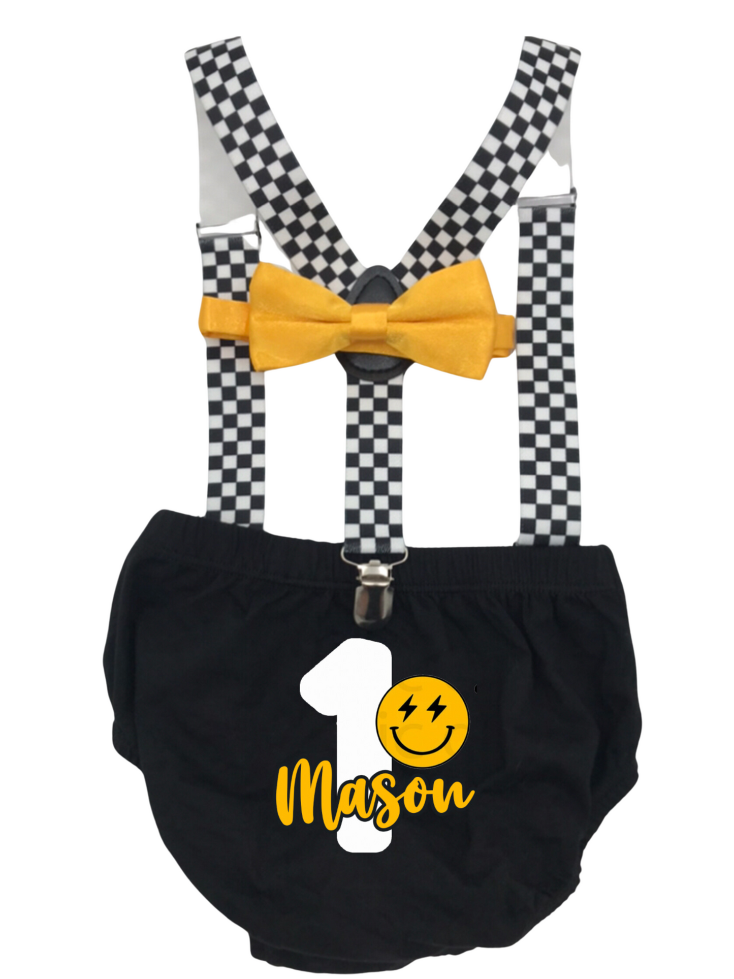One Happy Dude Cake Smash Baby Boy Personalized Outfit Set - beecutebaby