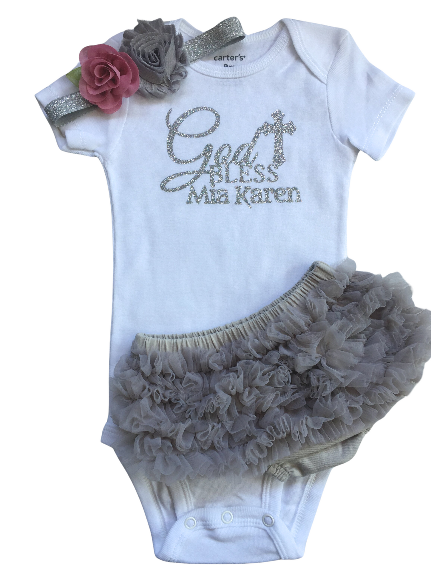 3 pcs Set Personalized Baptism Outfit After Party. - beecutebaby