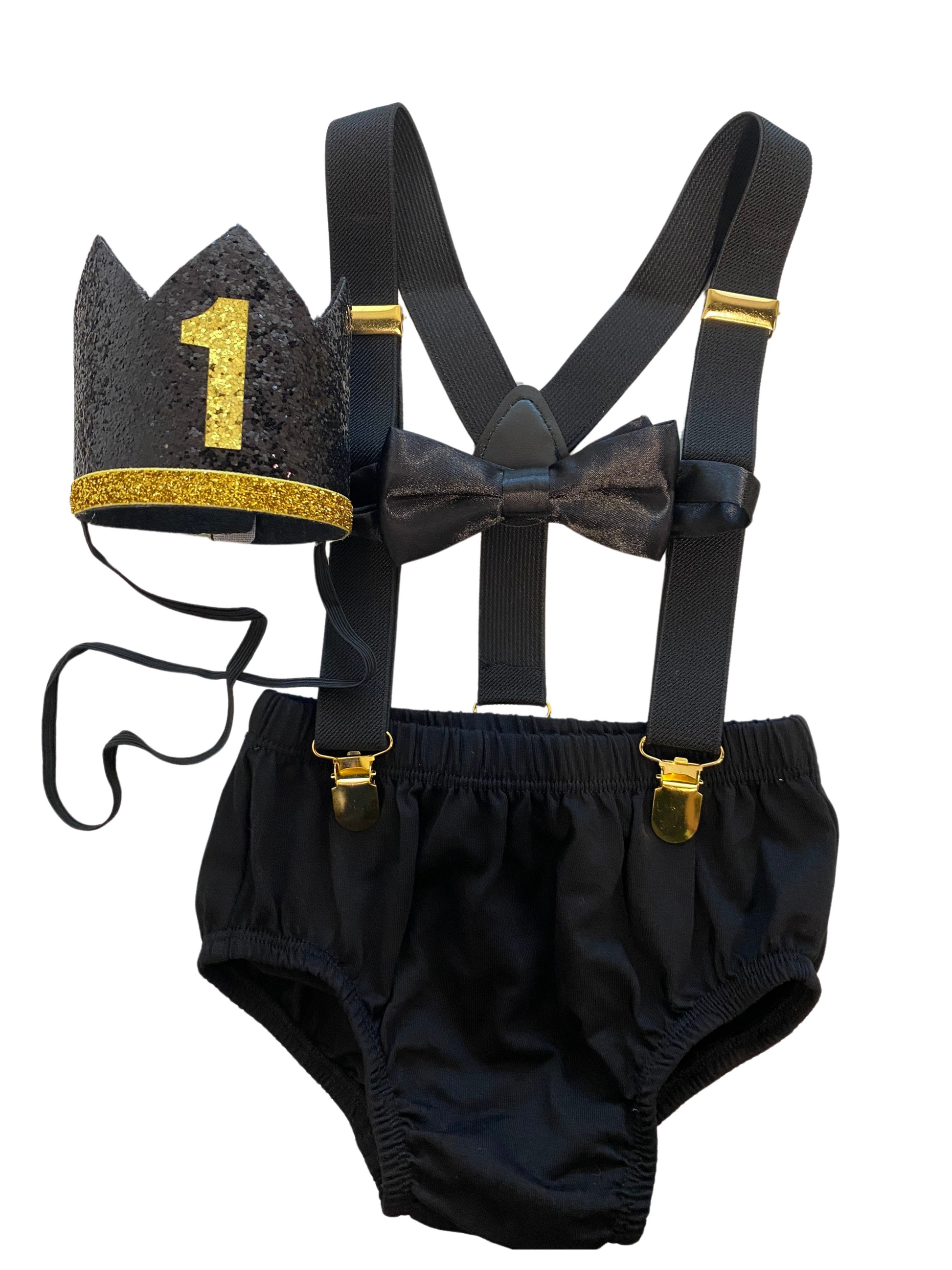 Black and Gold Cake Smash Outfit - beecutebaby
