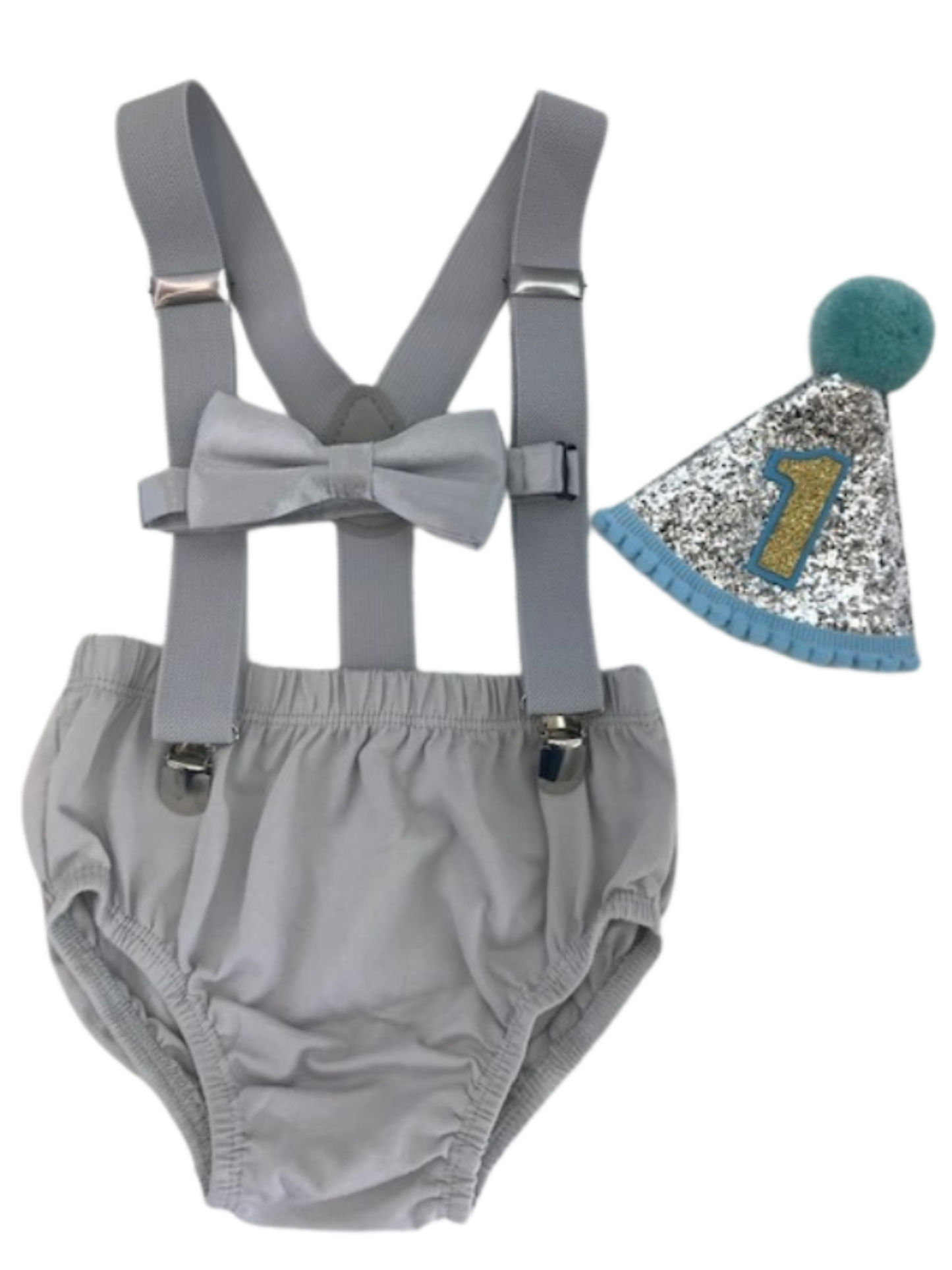 Light Gray Smash Cake Outfit - beecutebaby