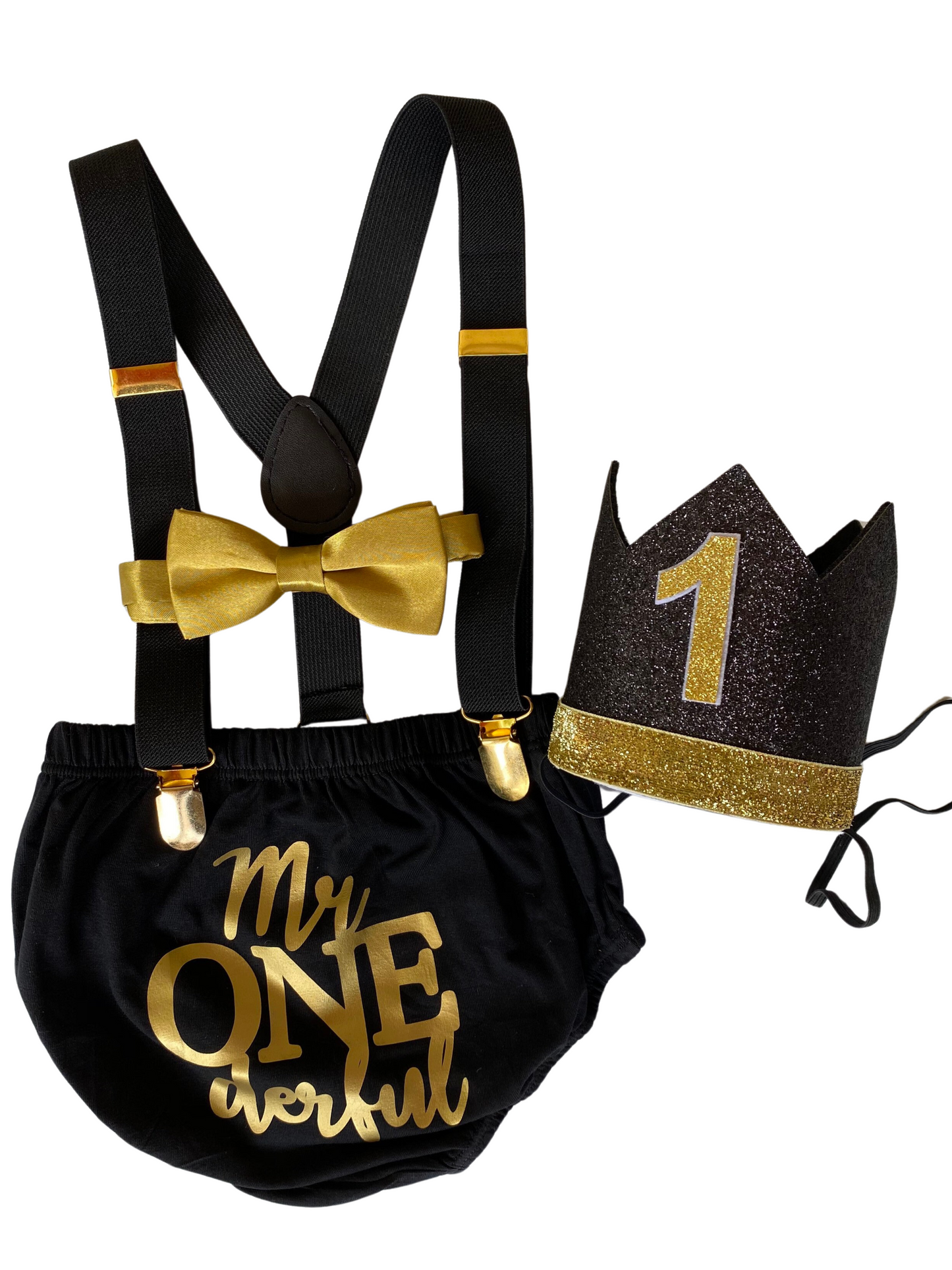 Mr ONEderful Black & Gold Outfit - beecutebaby