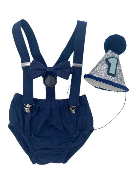 Navy Cake Smash Outfit - beecutebaby