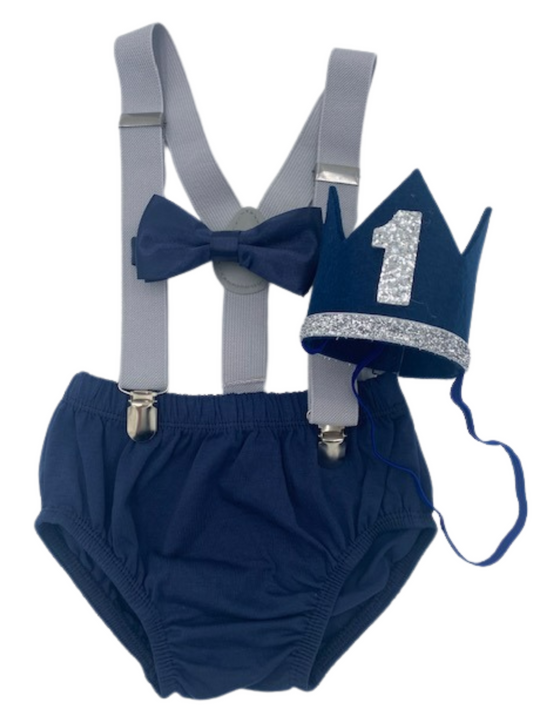 Navy and light Gray Outfit - beecutebaby