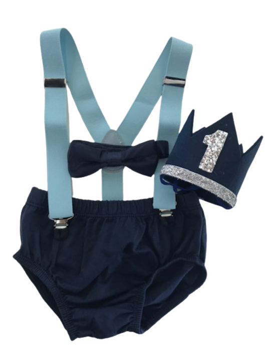Navy Outfit Cake Smash Boy First Birthday Set - beecutebaby