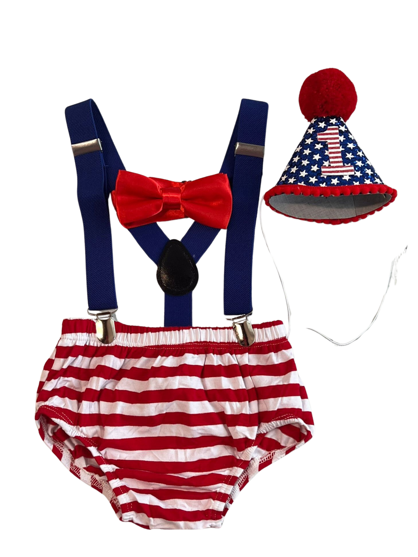 4 of July cake smash outfit, Red striped - beecutebaby