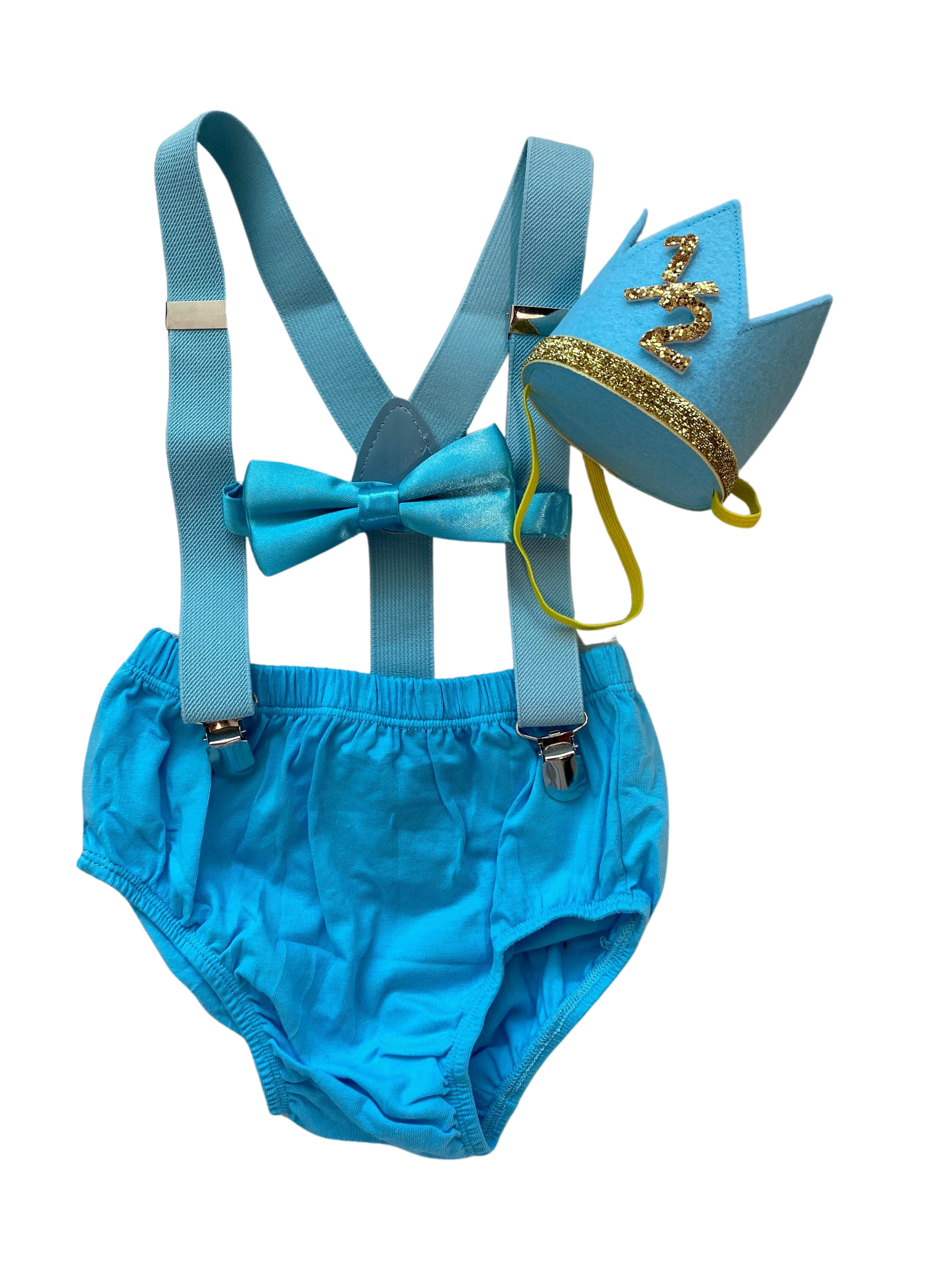 1/2 Birthday Cake Smash Turquoise Outfit - beecutebaby