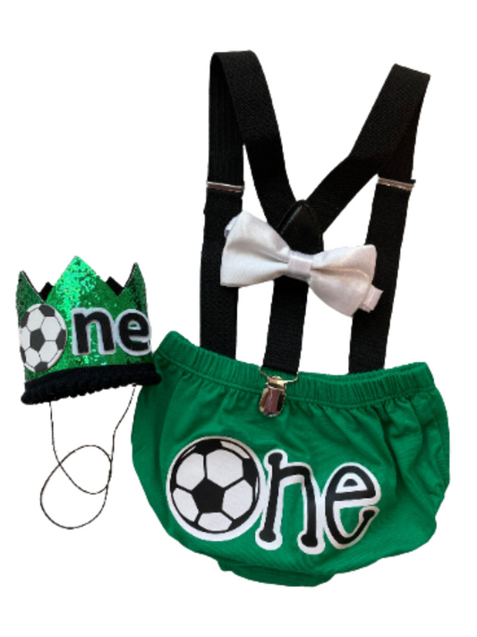 Kelly Green Soccer Cake Smash Outfit