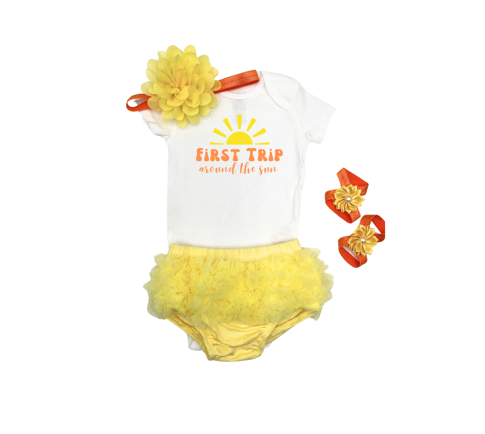 First Trip around the Sun Baby Girl outfit - beecutebaby