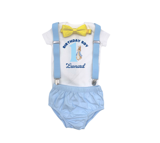 Personalized Spring Baby Boy One Birthday Outfit - beecutebaby