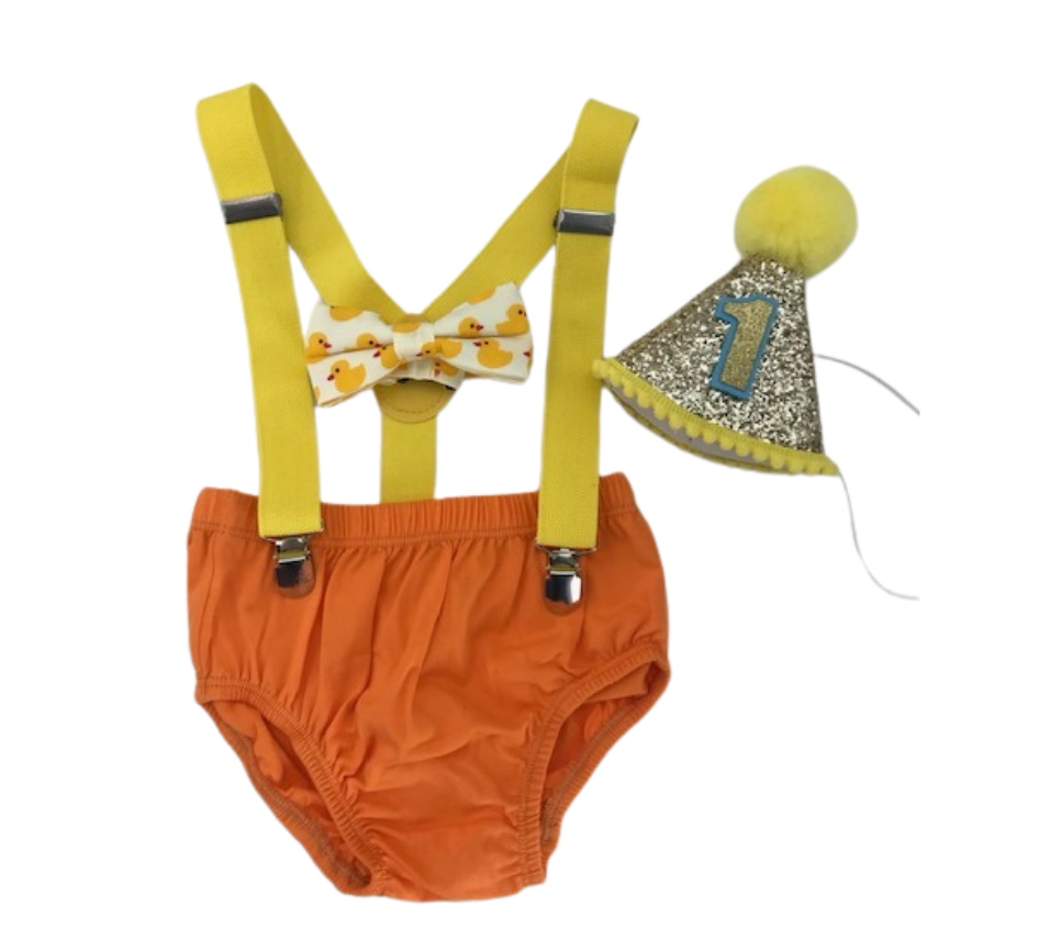 Orange Duck Theme Smash Cake Outfit