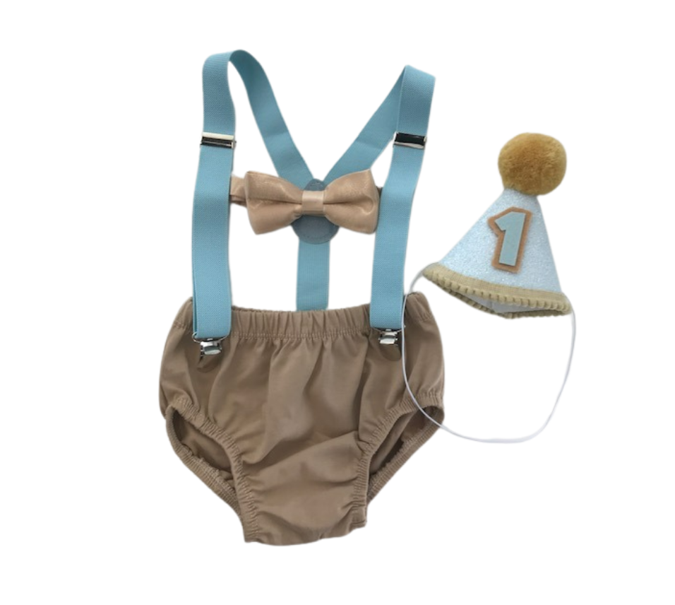 Tan and aqua Cake Smash Set - beecutebaby