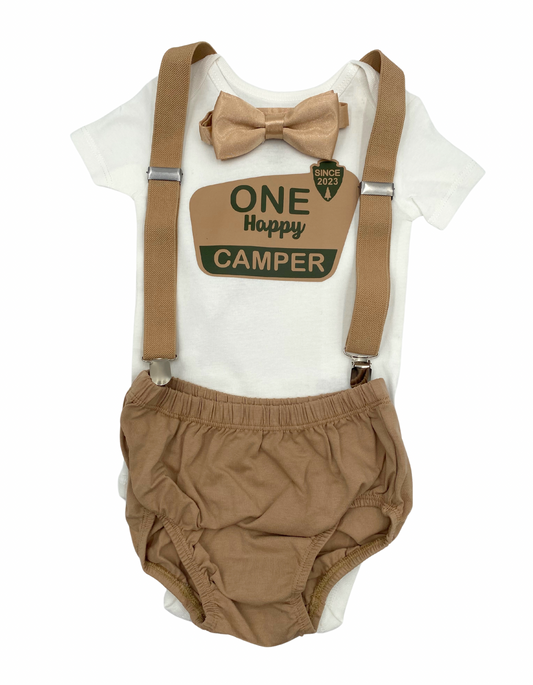 One Happy Camper Birthday Baby Boy outfit - beecutebaby