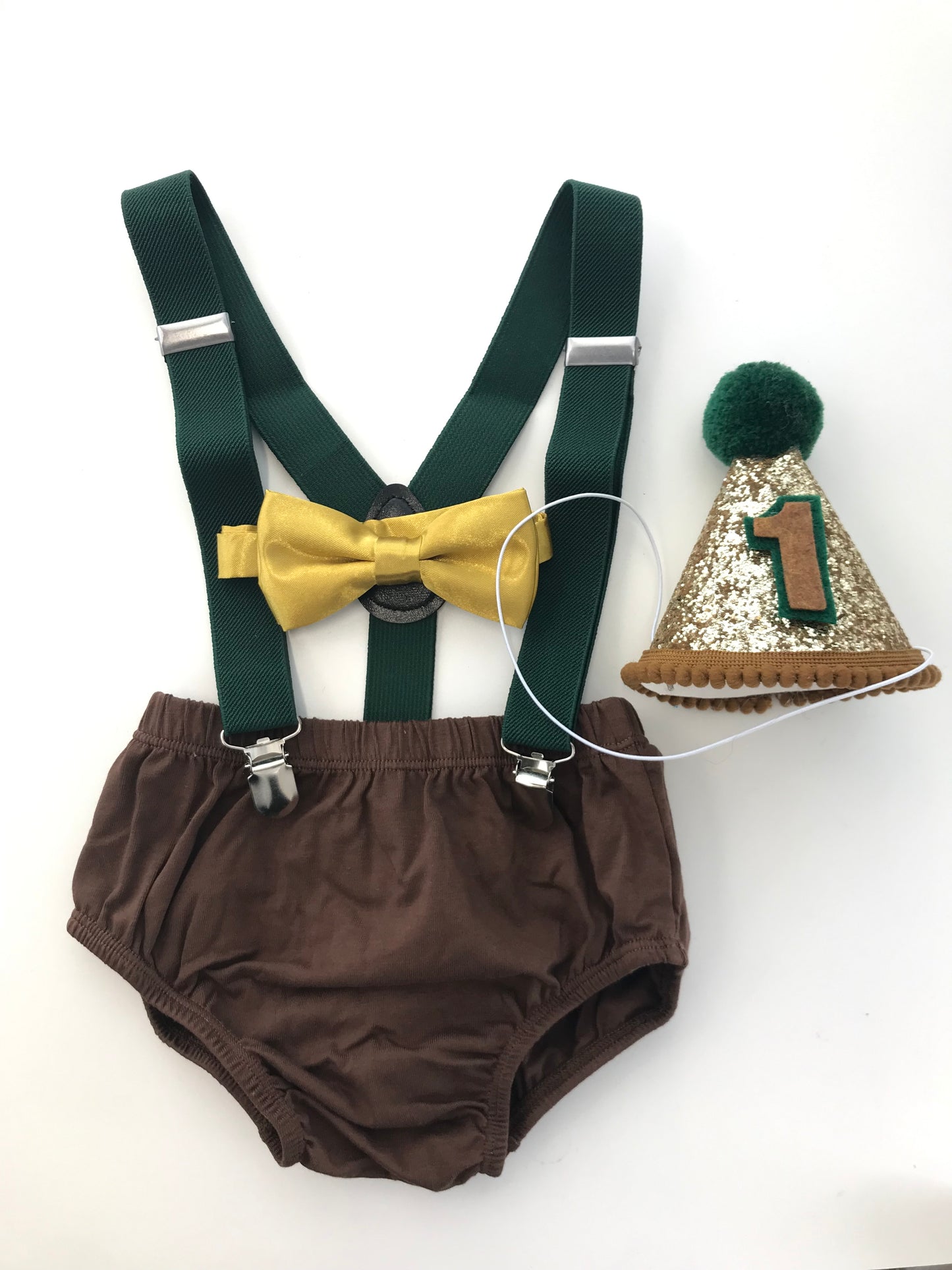 Wild One Smash Cake Outfit, Dark Green - beecutebaby