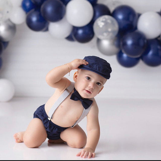 Navy and light Gray Outfit - beecutebaby