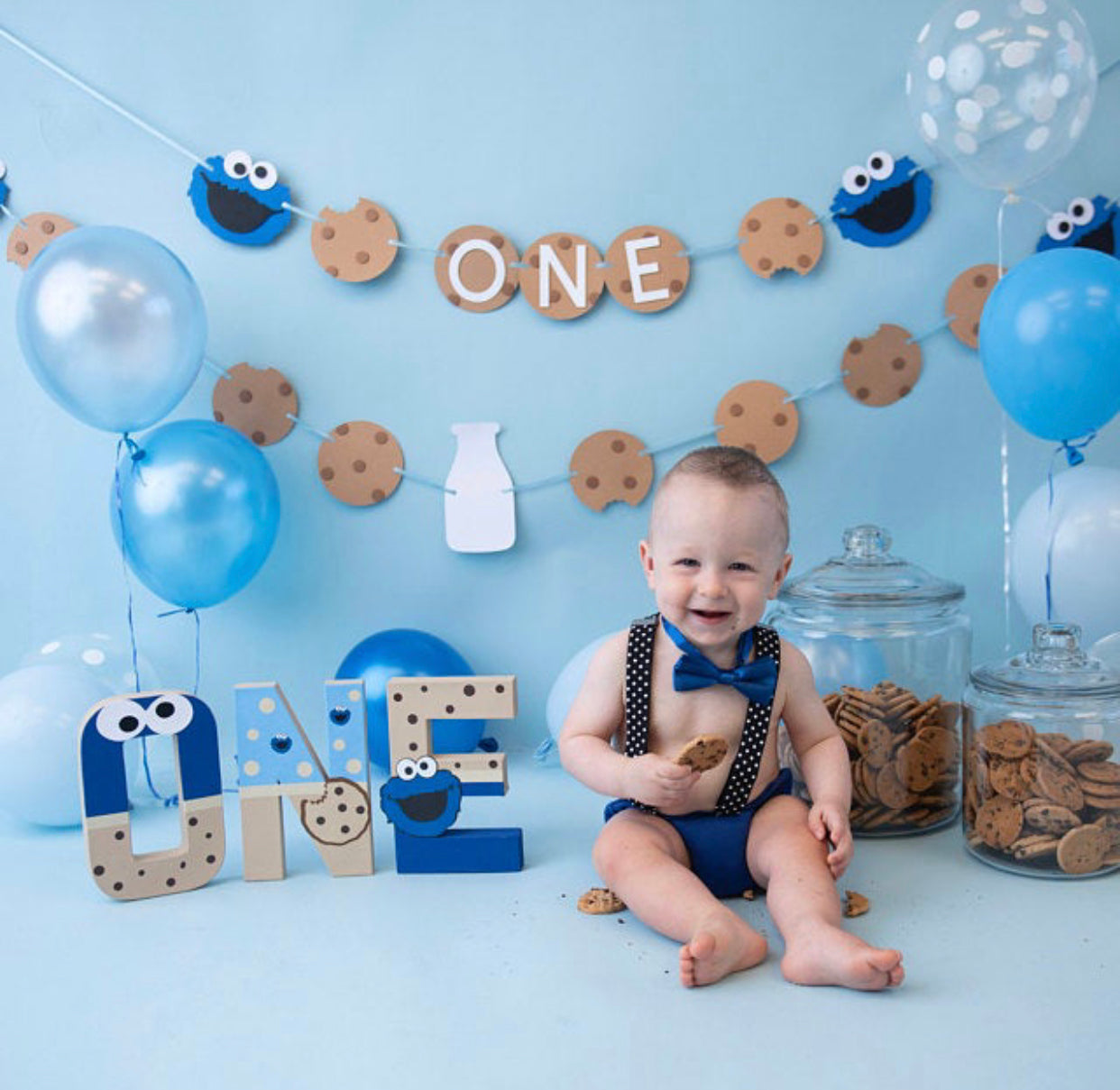 Cookie cake smash Set black supspenders - beecutebaby