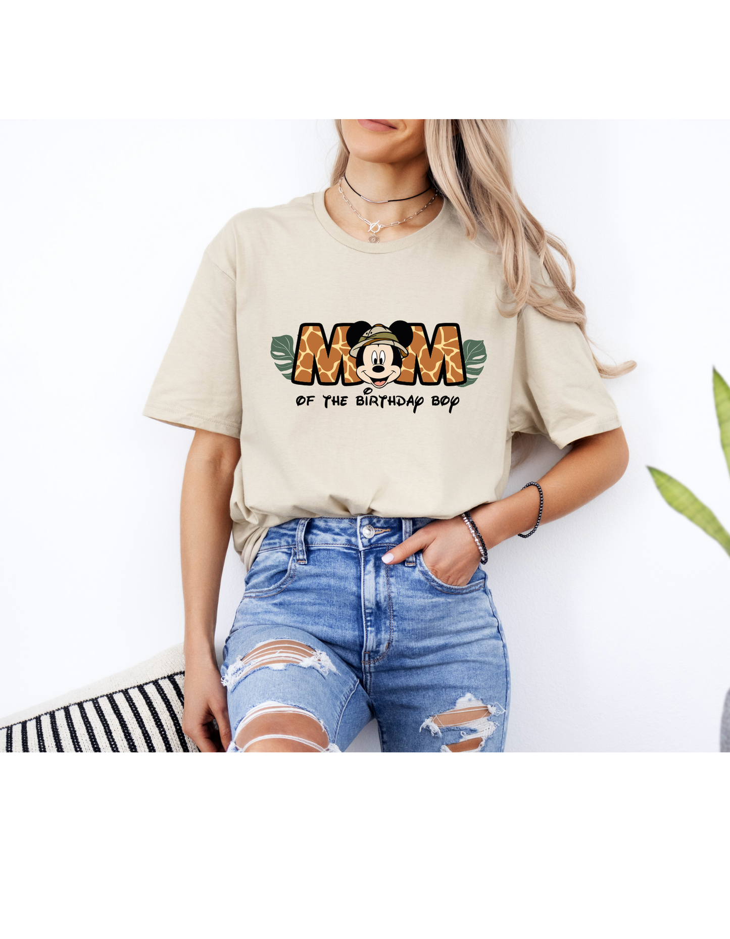 Mickey Safari Birthday Family Natural color T-shirt - beecutebaby