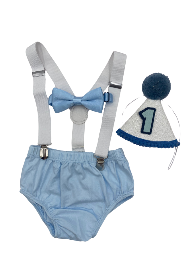 Powder Blue Birthday Cake Smash Outfit - beecutebaby