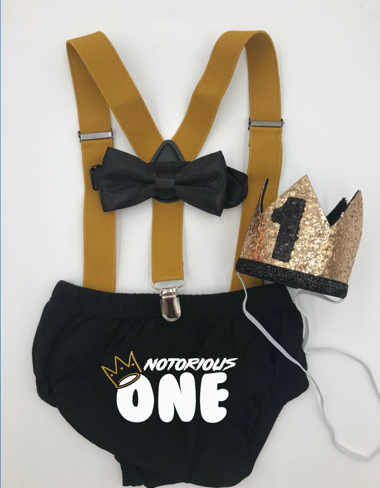 Notorious One Baby Theme Smash the Cake Outfit Boy Birthday Outfit 4 Piece Set - beecutebaby