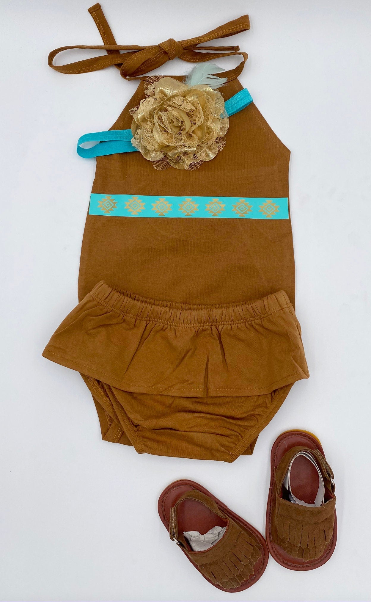 Native American baby Costume, soft and comfortable baby girl costume, Pocahontas baby Princess inspired. - beecutebaby