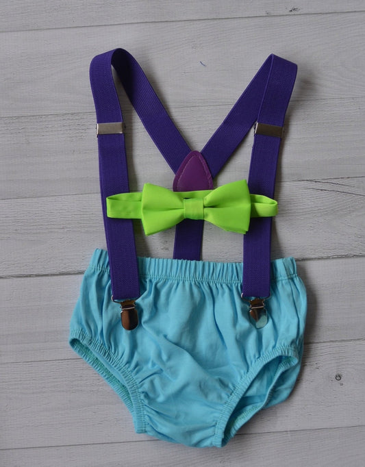 Turquoise, purple and lime Cake Smash Set - beecutebaby