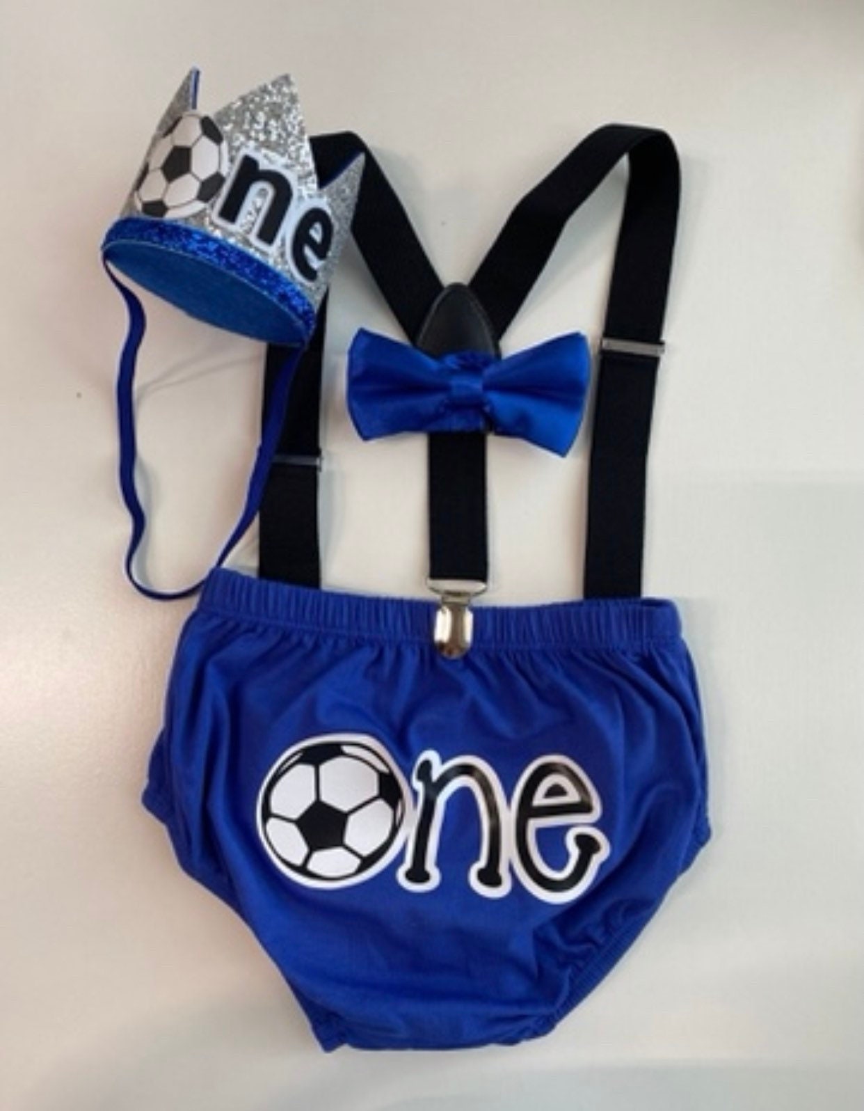 Royal Blue Soccer Cake Smash Outfit - beecutebaby