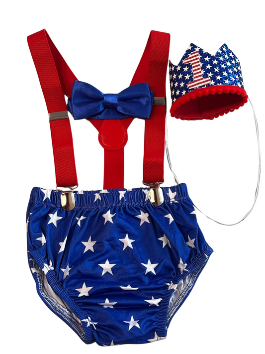 4 of July Cake smash Outfit  Star print
