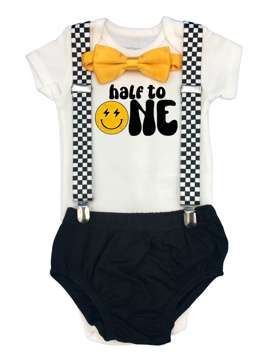 1/2 Birthday Happy One Baby Boy outfit