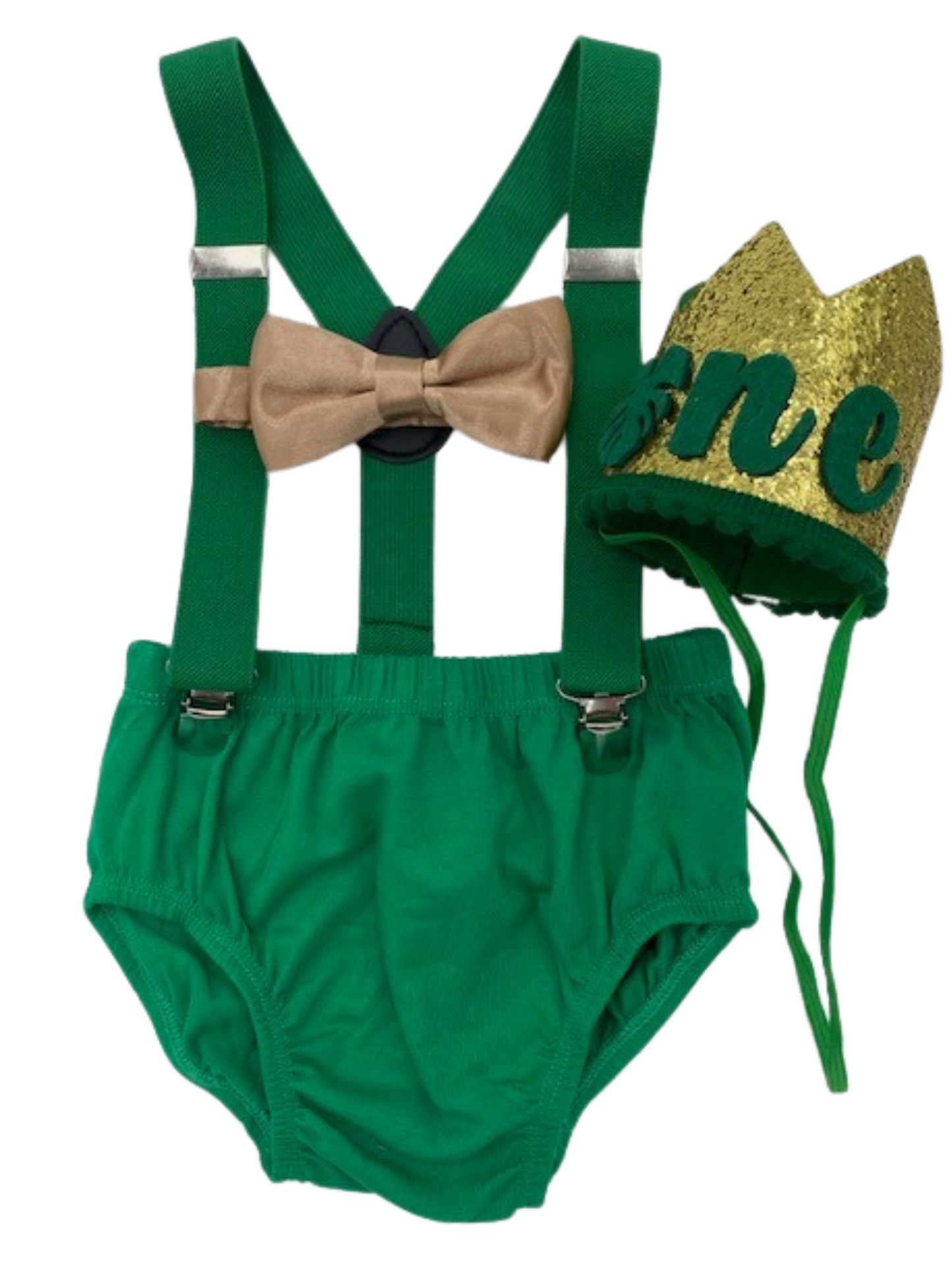 Green and Gold Cake Smash Outfit