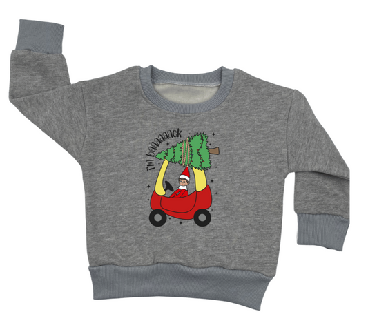 Baby Christmas Elf Desing Casual Cotton Hoodie Heather Gray