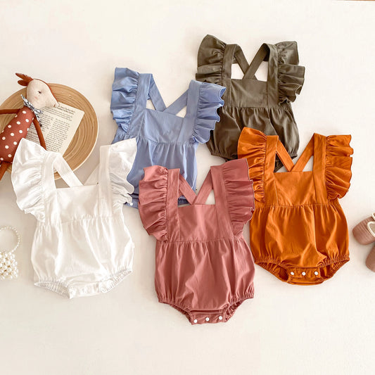Baby Romper for Girls Solid Cotton Summer Baby Jumpsuit Baby Bodysuit Baby Clothing 0-24 Months