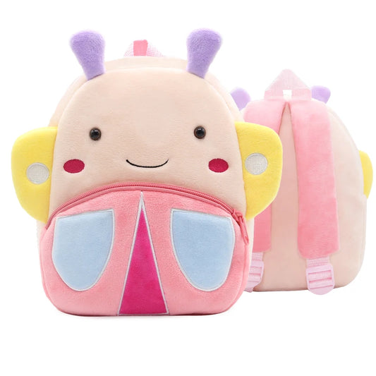 Girls School Backpack Cute Pink Butterfly Kids Plush Backpack Kindergarten School Bag