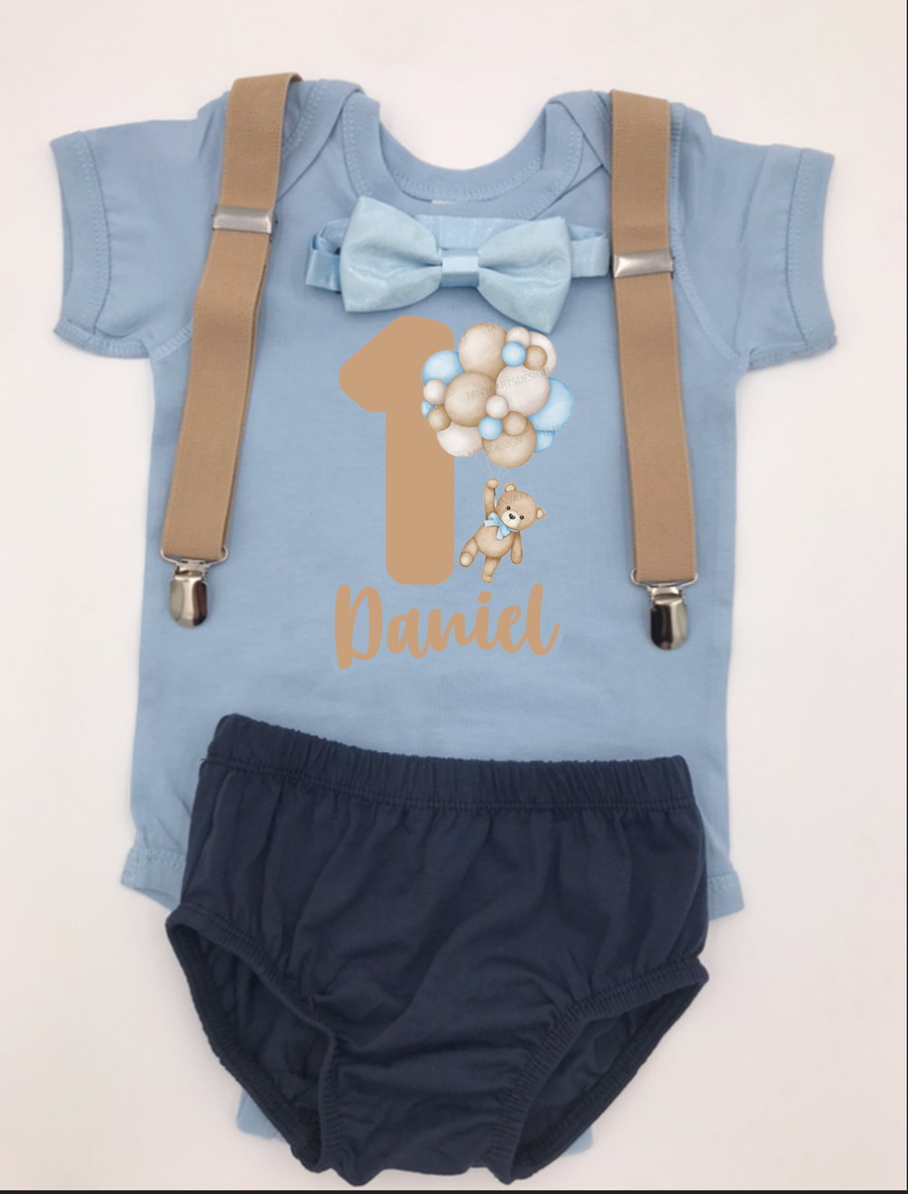 Personalized Bear Baby one birthday outfit