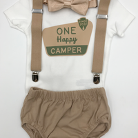 One Happy Camper Birthday Baby Boy outfit