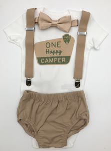 One Happy Camper Birthday Baby Boy outfit