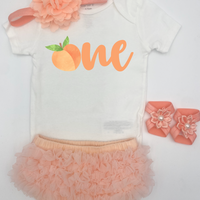 Peach One Birthday outfit.
