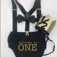 Half to ONE, black Cake Smash Outfit