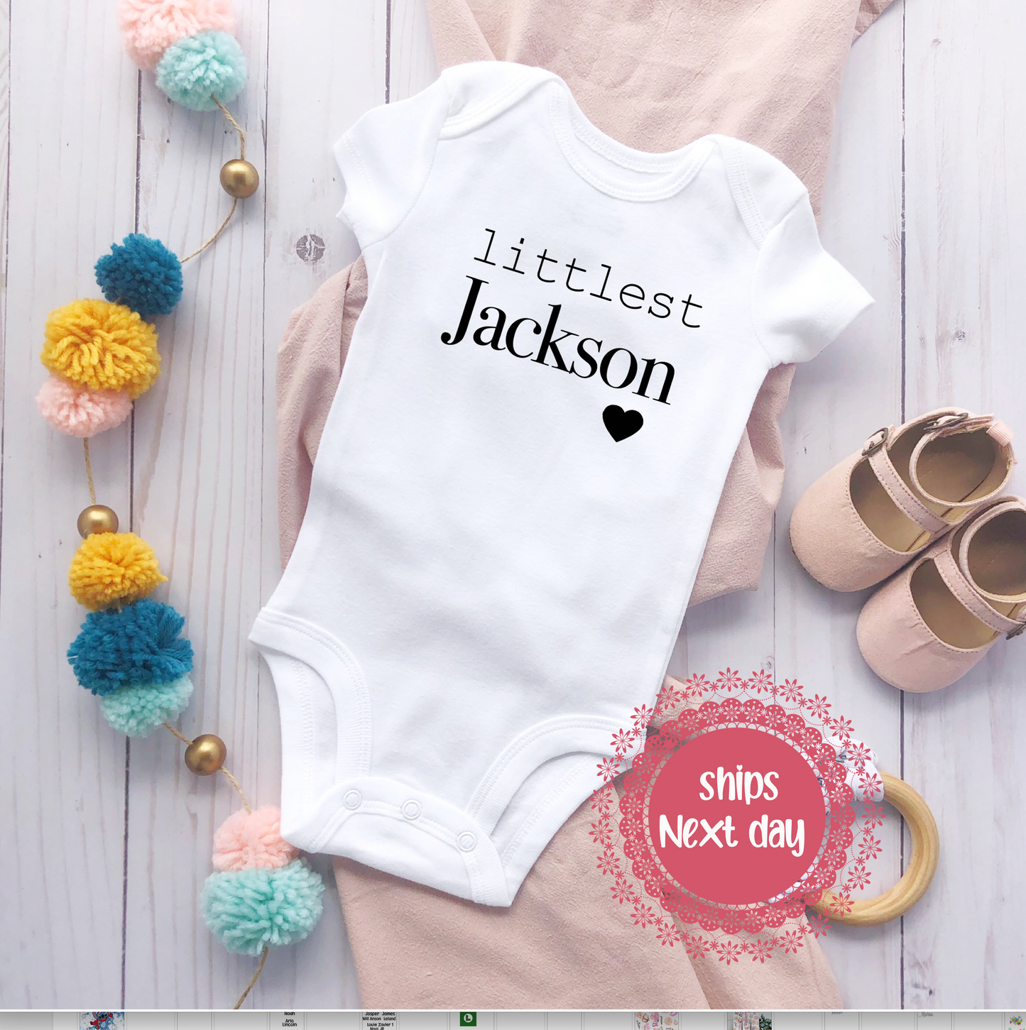 Personalized Last Name Announcement Baby Bodysuit
