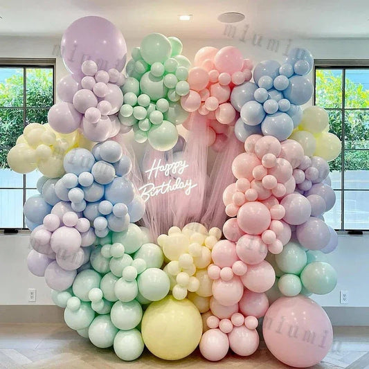 Macaron Rainbow Balloon Garland Arch Kit Girls Pastel Wedding Happy Birthday Party Pink Balloons Baby Shower Decoration Kid Gift