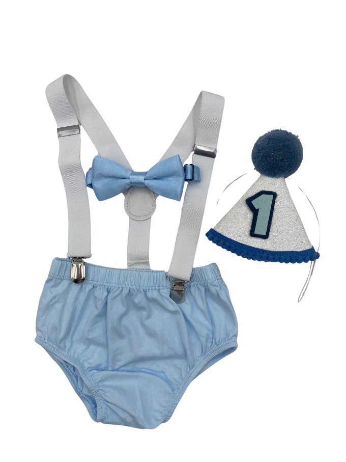 Powder Blue Birthday Cake Smash  Outfit - beecutebaby