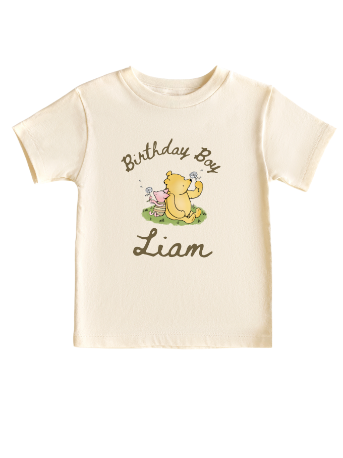 Personalized Winnie Pooh toddler baby t-shirt,1st birthday, toddler birthday, white birthday t-shirt. - beecutebaby