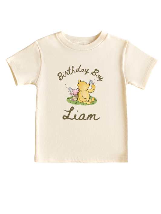 Personalized Winnie Pooh toddler baby t-shirt,1st birthday, toddler birthday, white birthday t-shirt. - beecutebaby