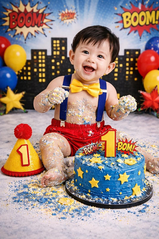Baby boy cake smash session
