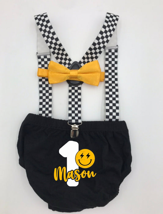 Happy dude one Theme Smash the Cake Outfit Boy Birthday Outfit . - beecutebaby