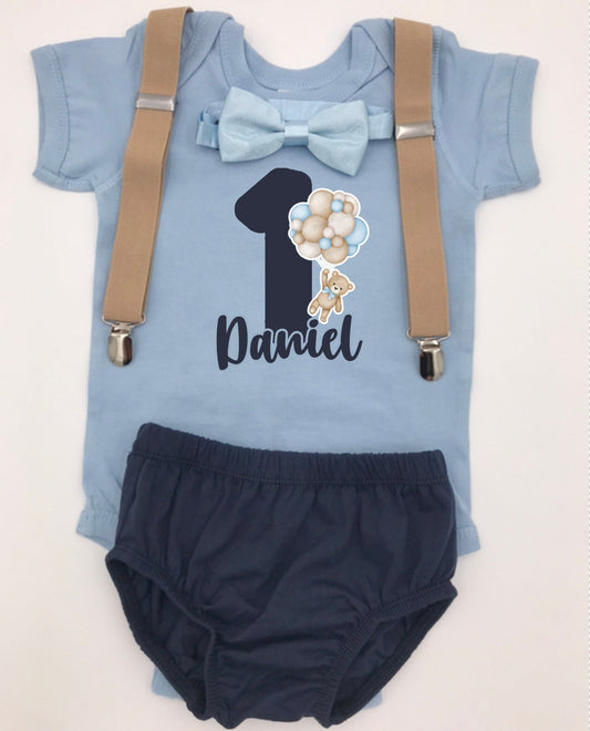 Baby Bear outfit, One Theme Smash the Cake , Outfit Boy Birthday, one year baby outfit.navy baby outfit.