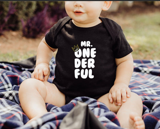 Mr onderful baby bodysuit  ,1st birthday, one  birthday , black birthday baby bodysuit, Mr onederful tee - beecutebaby