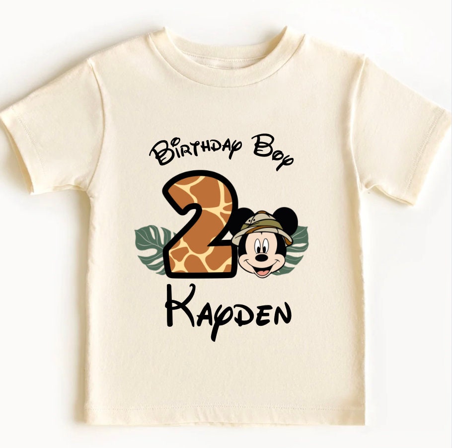 Mickey Safari two wild toddler baby t-shirt,1st birthday, toddler  birthday , white birthday t-shirt, birthday personalized t-shirt.