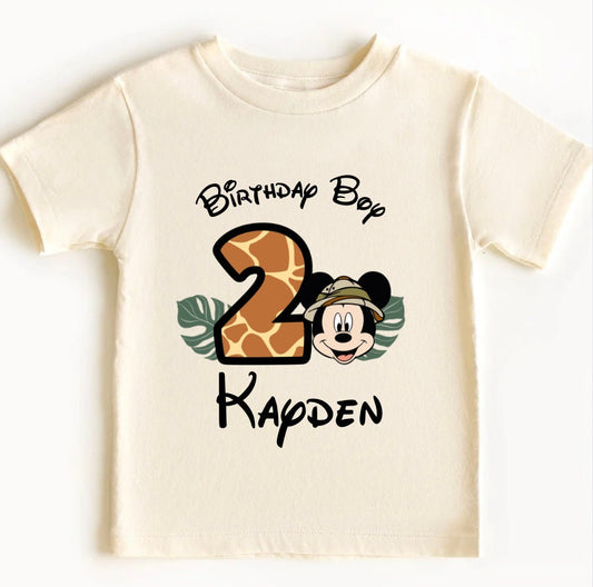 Mickey Safari two wild toddler baby t-shirt,1st birthday, toddler  birthday , white birthday t-shirt, birthday personalized t-shirt.