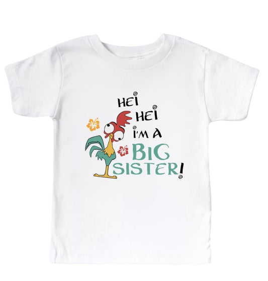 Hey, Hei Im A BIG SISTER toddler baby t-shirt,1st birthday, Moana toddler  birthday , white birthday t-shirt, birthday personalized t-shirt.